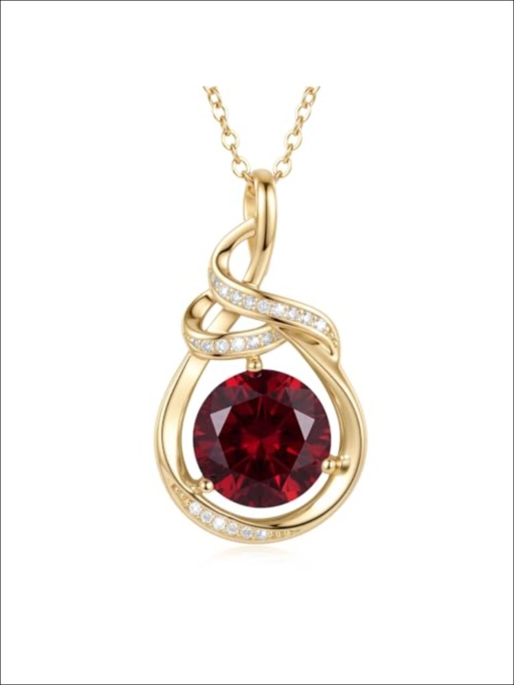 14K Gold Plated Teardrop Birthstone Necklace Infinity Pendant Women Adult